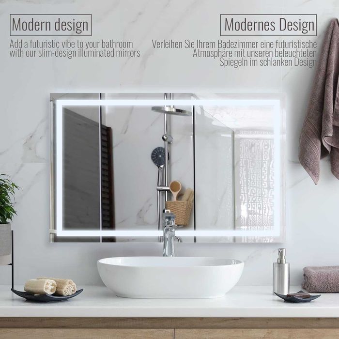 Nowe lustro łazienkowe / lusterko ścienne / szkło / LED / IP44  !K321!