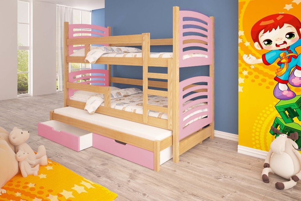 Piękne łóżko dla dzieci piętrowe OLI 3-osobowe ! TYLKO U NAS !