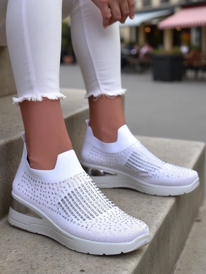 36 37 38 trampki 39 40 tenisówki wsuwane slip on z cyrkoniami koturn
