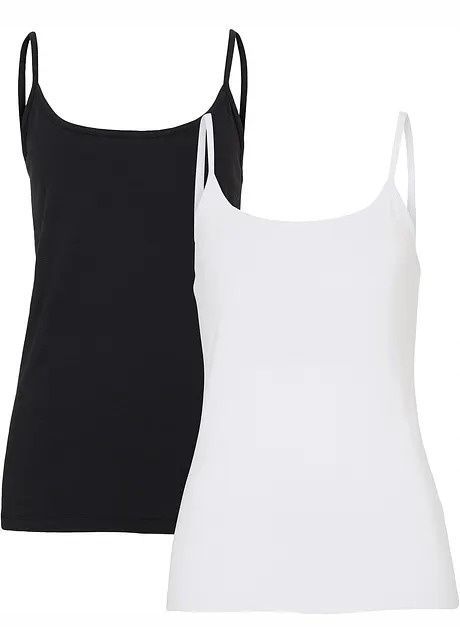 B.P.C 2-pak topów na ramiączkach biały+czarny r.52/54