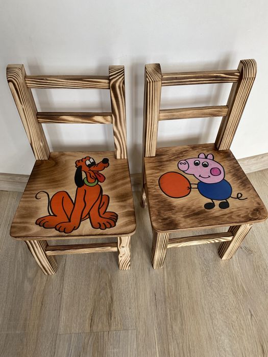 Krzesełko z oparciem drewniane dla dzieci myszka miki psi patrol