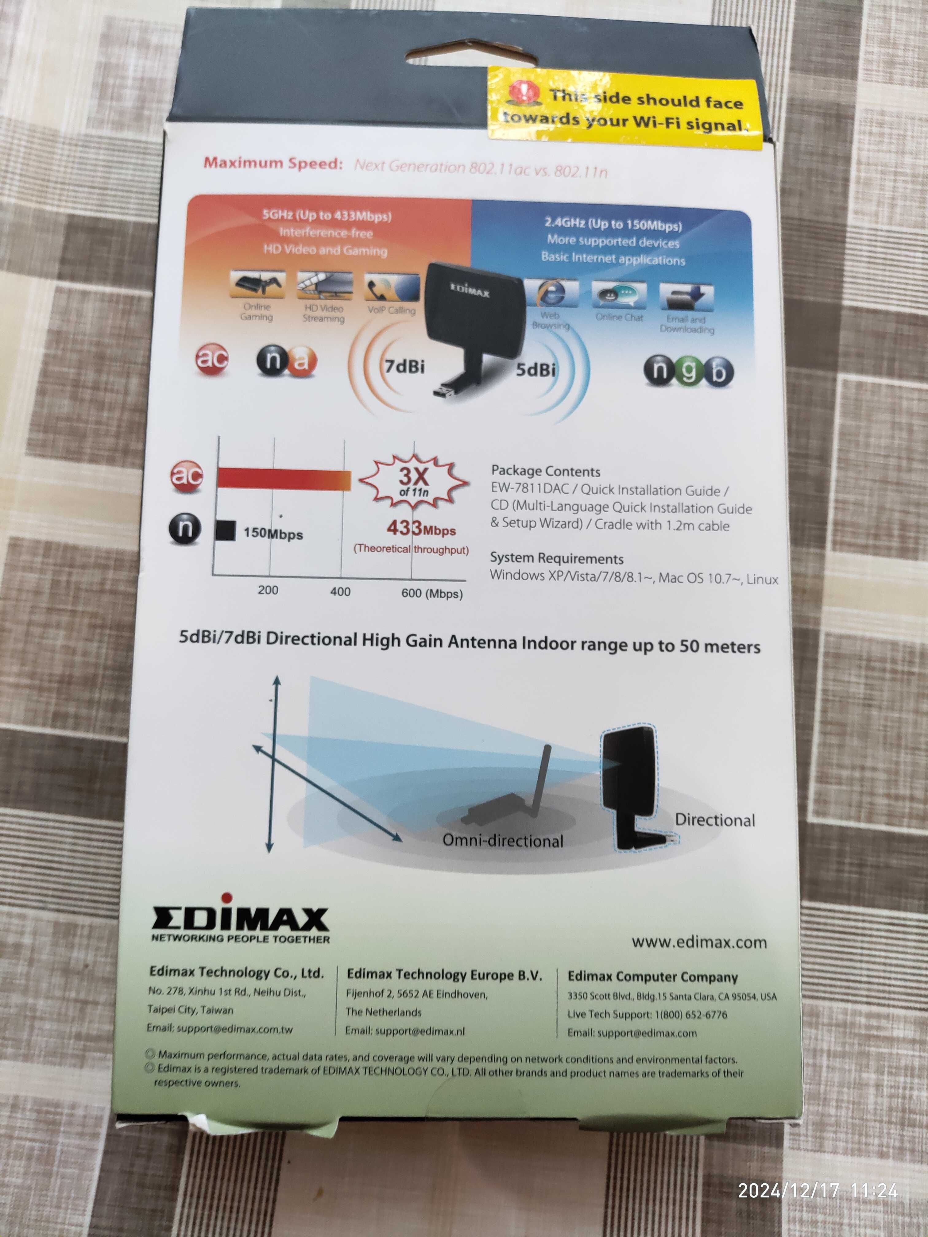 Wi-Fi адаптер Edimax EW-7811DAC