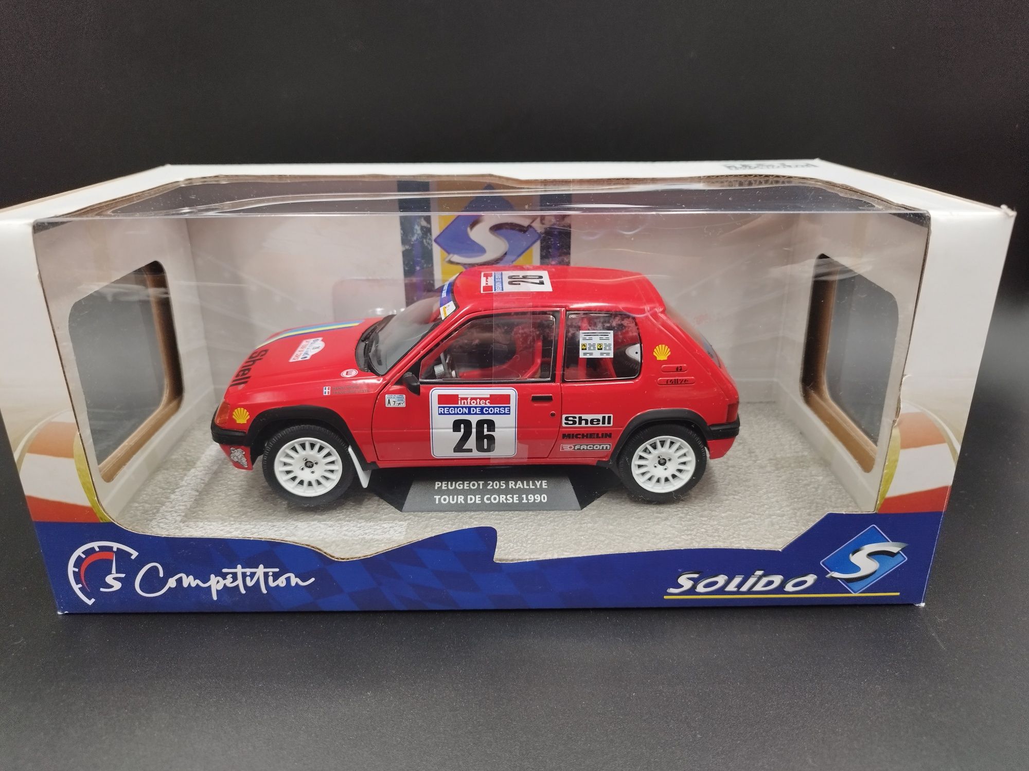 1:18 Solido 1990 Peugeot 205 #26 Rallye Tour De Corse model nowy