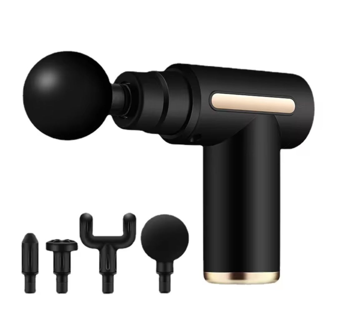 Портативний перкуссионный массажер аккумуляторный Massage Gun 4насадки