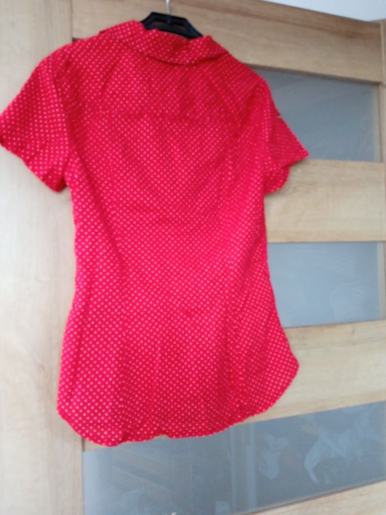 Czerwona Bluzka z krótkim rękawem H&M