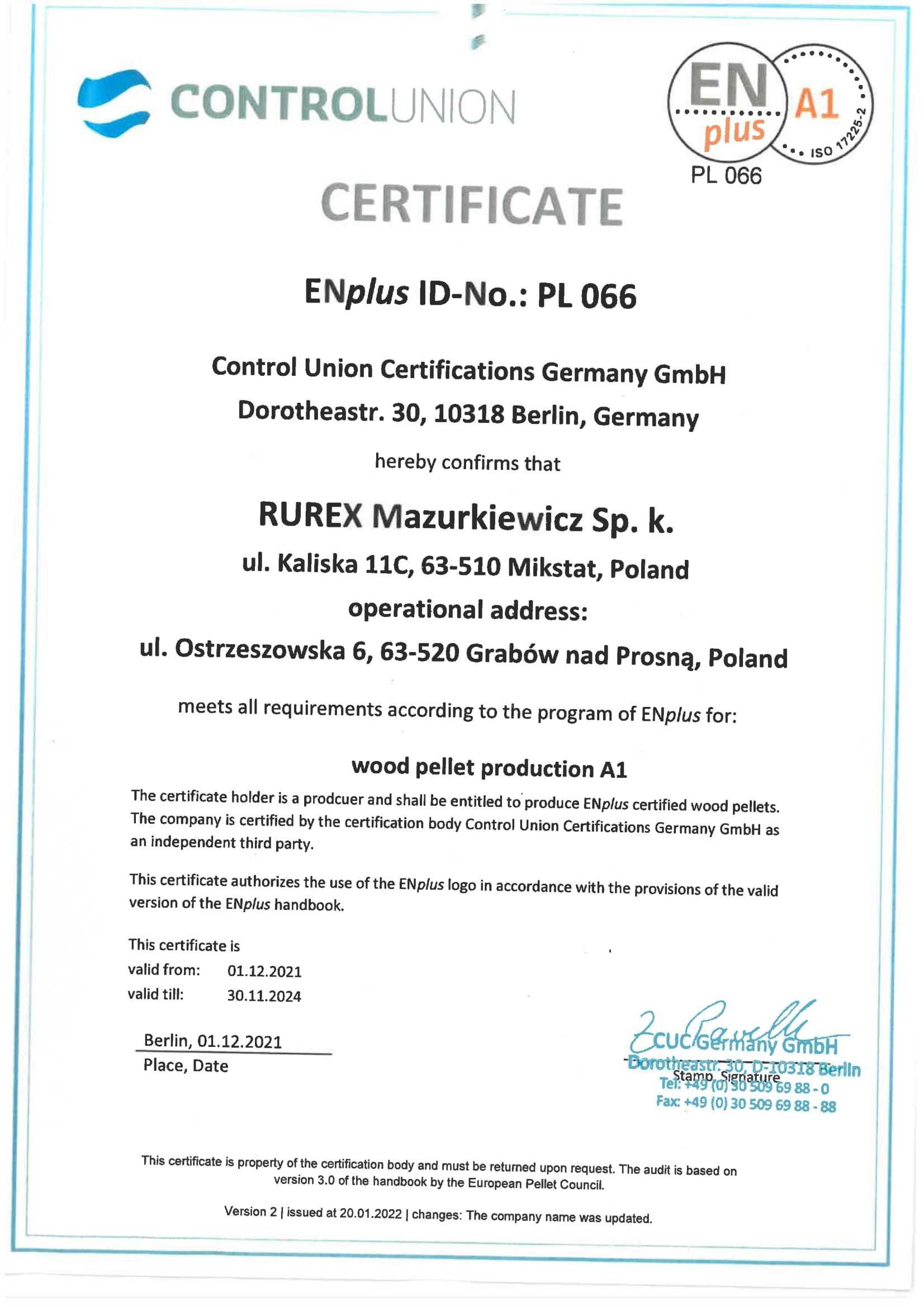 Pelet RUREX  Certyfikowany ENplus A1 - 6 mm Filipiak Pellet