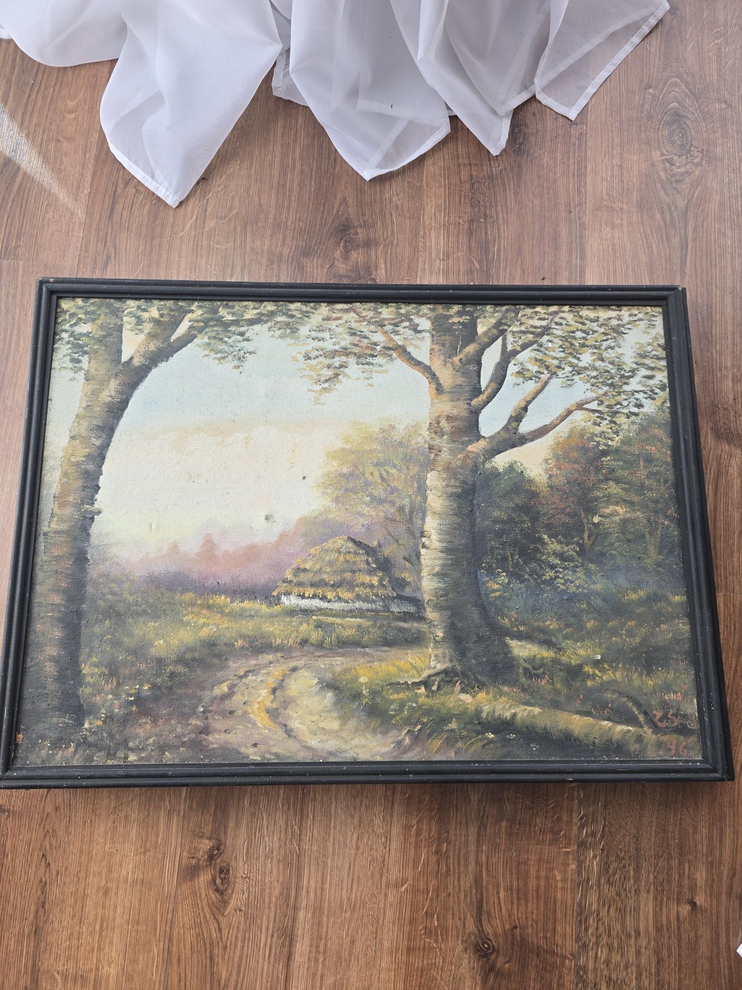 Obraz namalowany krajobraz płótnie 51cm x 68cm
