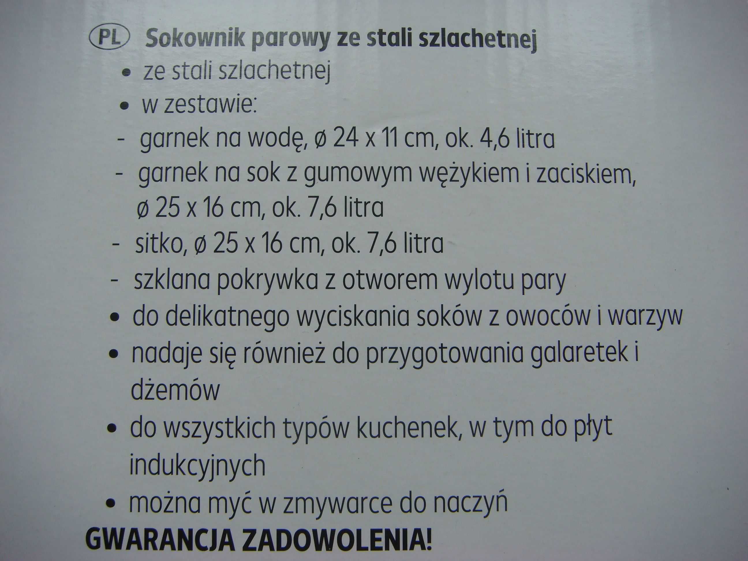 Sokownik parowy ze stali szlachetnej