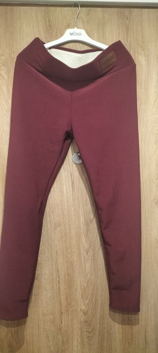 Legginsy damskie bordowe ocieplane polarem,rozm.XXL