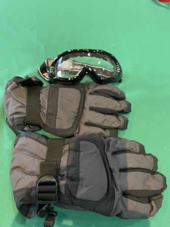 Conjunto de luvas e oculos para Ski
