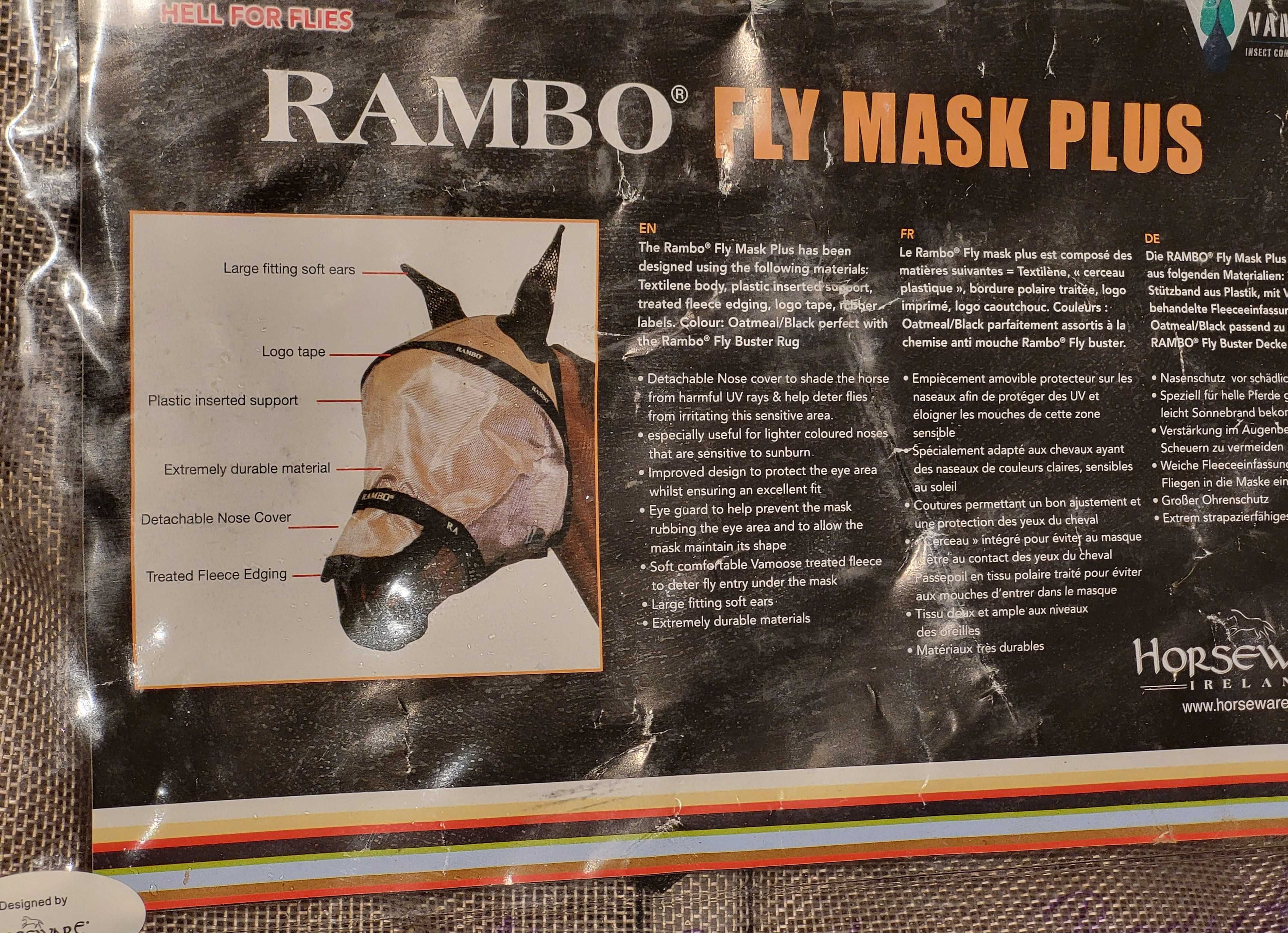 Maska na głowę Horseware Rambo Fly Mask Plus przeciw owadom -dla konia