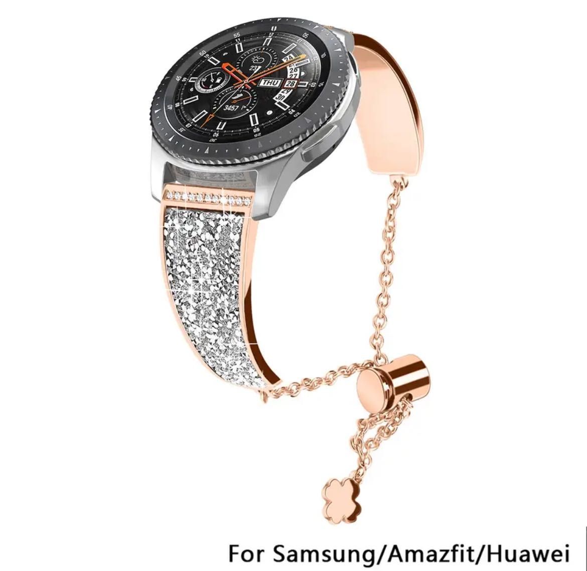 Błyszcząca bransoletka 20mm Samsung Huawei Amazfit Różowe Złoto