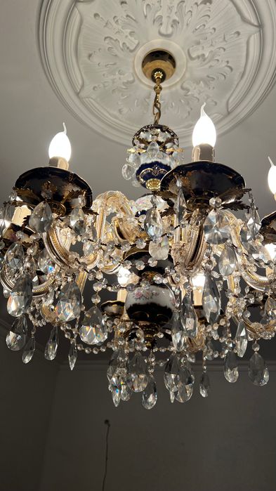 Candeeiro de sala com pedras de cristal