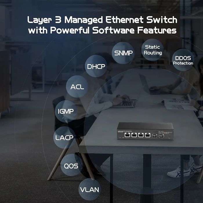 Керований комутатор Binardat Metal з 6 портами 10 гігабіт, Ethernet RJ