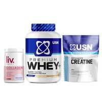 Whey+ Premium Protein (2kg vanilla)+ Creatine (500g) + Collagen (330g)