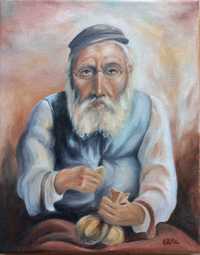 Obraz olejny "Żyd z pieniążkiem" reprodukcja, ręcznie malowany