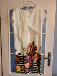 Sukienka biała w kwiaty Kobiecanki Cacanki r. 46