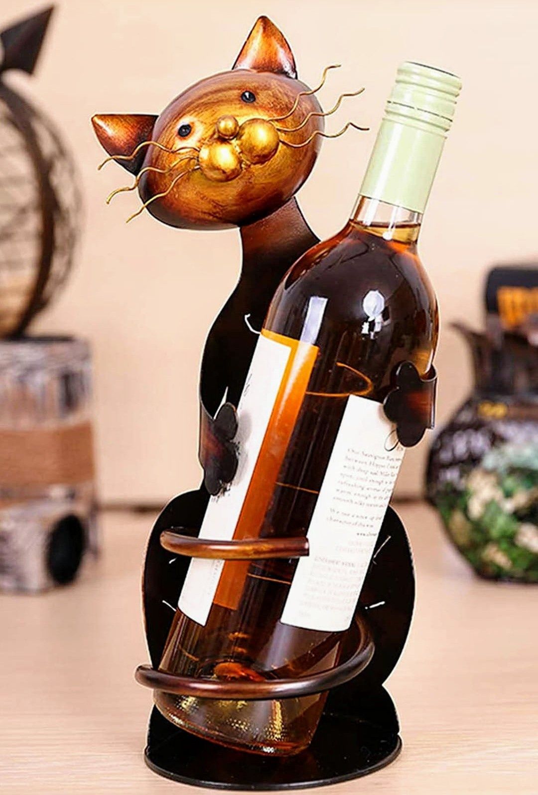 Stojak na wino z motywem kota