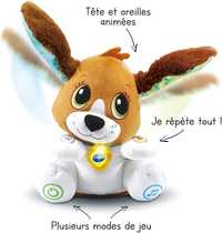 Doggie Talk With Me, pluszowy pies, interaktywna zabawka jęz francuzki