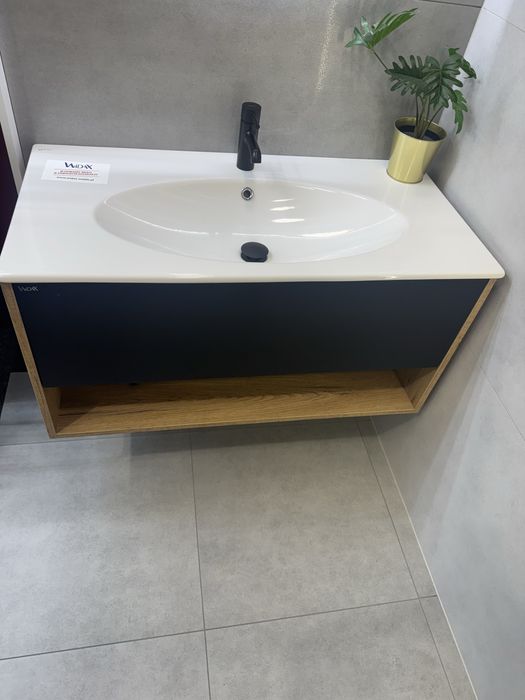 zestaw łazienkowy widax libero 100+szafka split blackmat+bateriaOltens