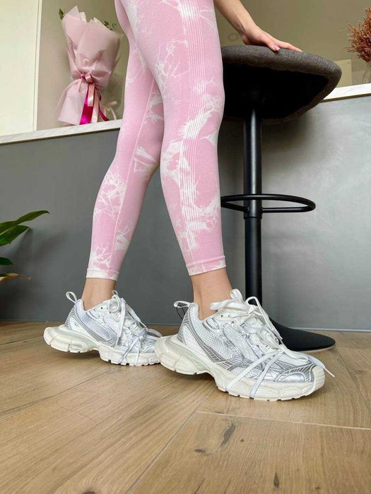 Кросівки жіночі  Balenciaga 3XL White білі,шкіра текстиль