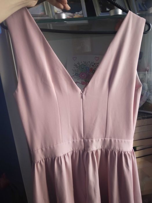 Sukienka maxi 38 M Katniss wieczorowa wesele damska pudrowy róż długa