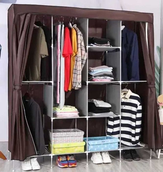 Містка розбірна тканинна шафа органайзер для одягу на 4 секції шкаф