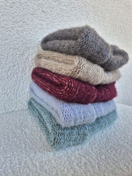 Puchate miękkie czapki grube z wełny, alpaka oraz jedwabiu