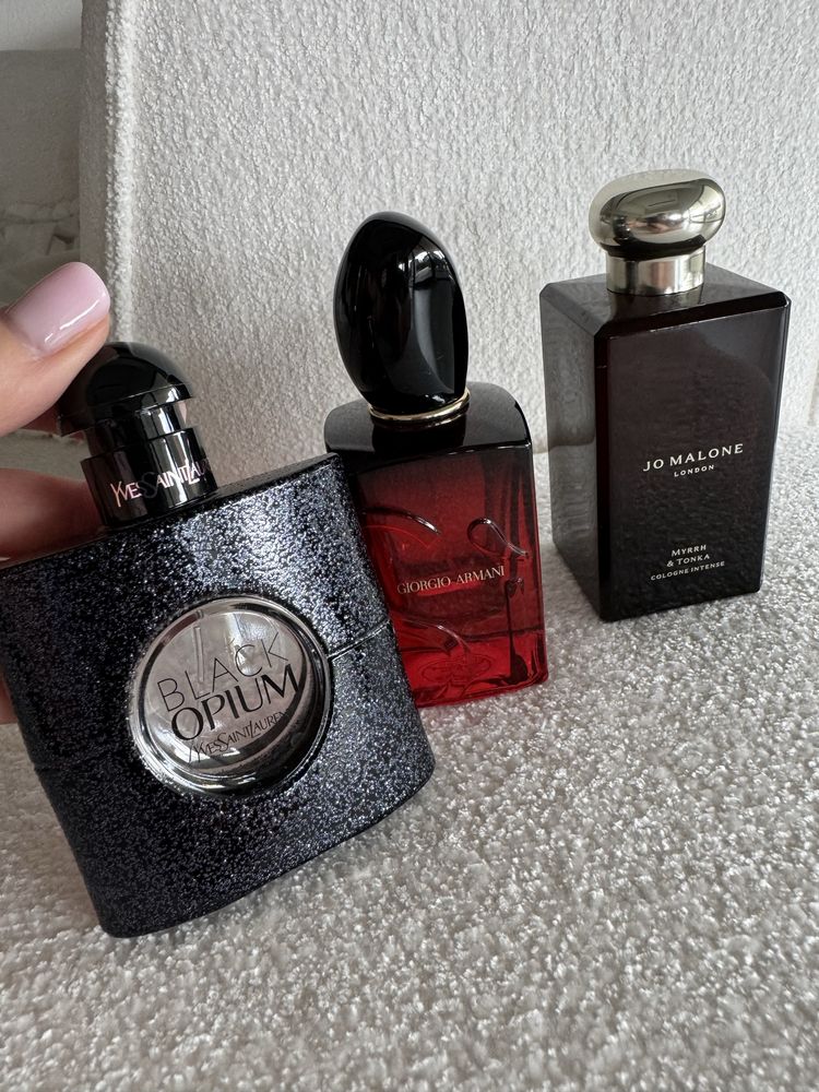 Flakony po perfumach YSL Opium Giorgio Armani Jo Malone
