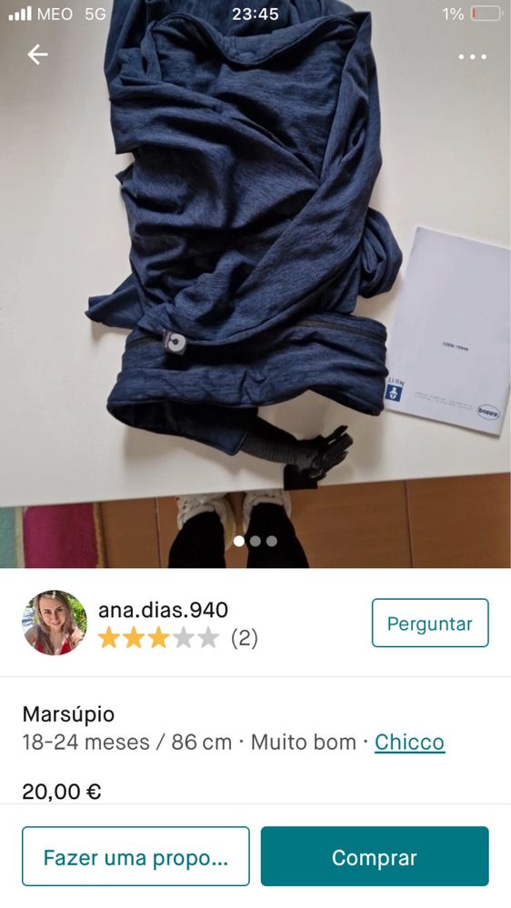 Marsupio chicco  ergonomico desde o nascimento ate 15kg