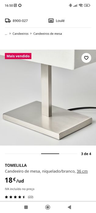 Candeeiro Marca Tomelillo