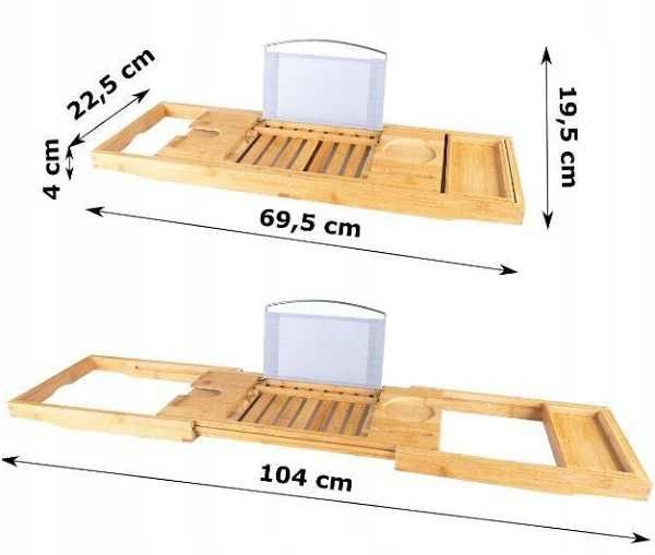 Регульована бамбукова полиця (столик) для ванни