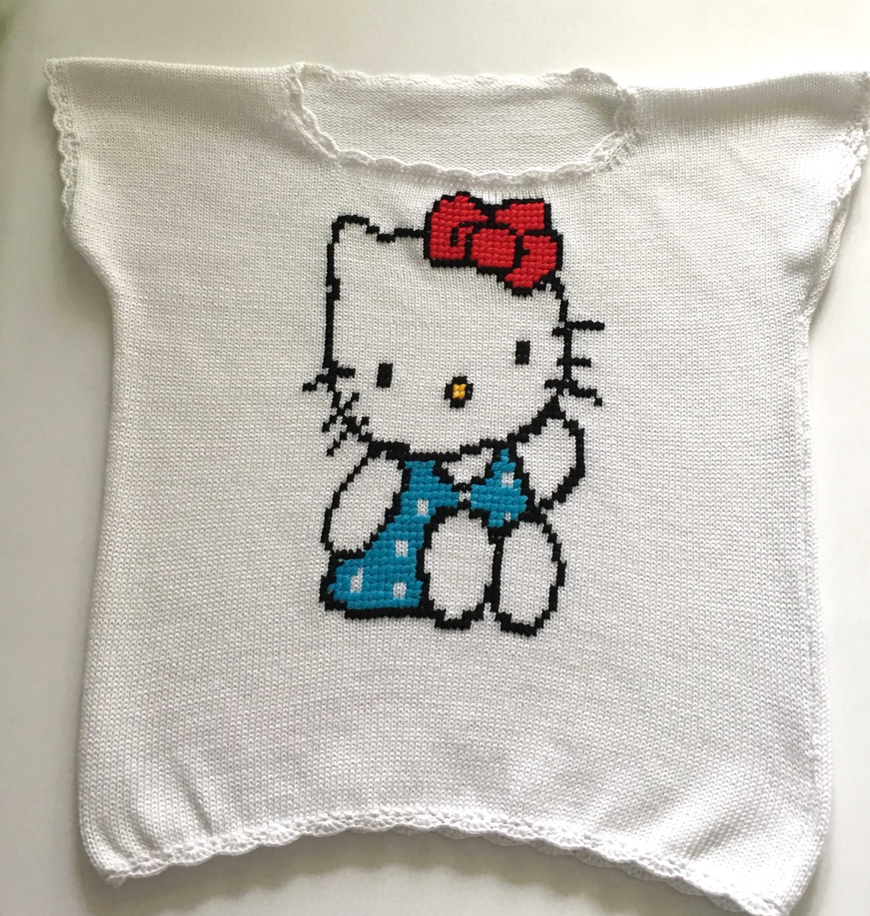 Літня в'язана кофта для дівчинки (9-12 років) любительки Hello Kitty.