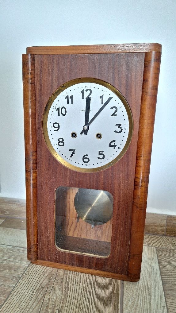 Zegar ścienny Metron PRL – drewno, vintage