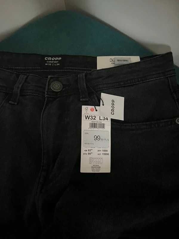 Spodnie męskie cargo comfort cropp czarne w32 l34