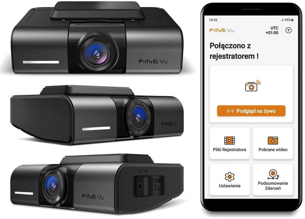 Wideorejestrator FineVu GX400 1CH 32 GB QHD WiFi GPS Kielce montaż