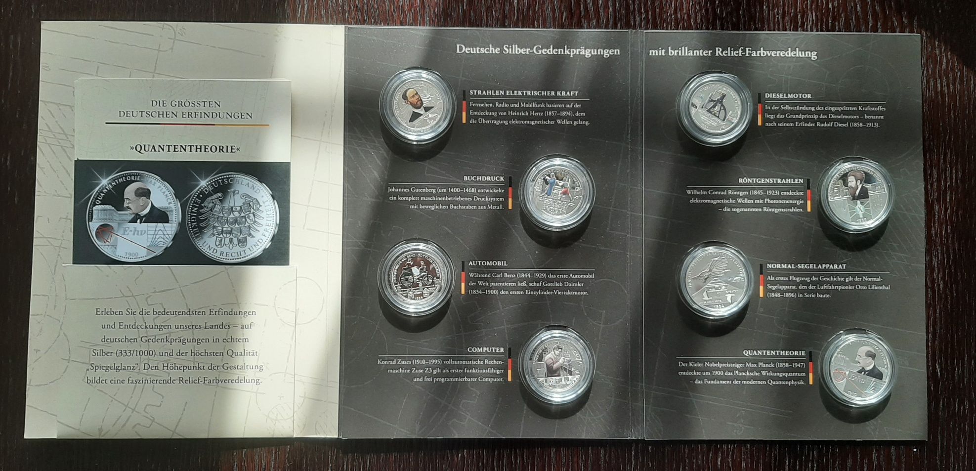 8 srebrnych monet okolicznościowych „Największe wynalazki niemieckie”