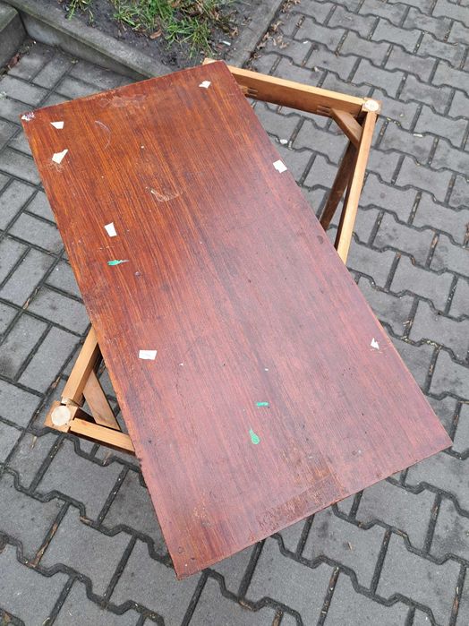 rozkładany stół karciany do renowacji, vintage PRL