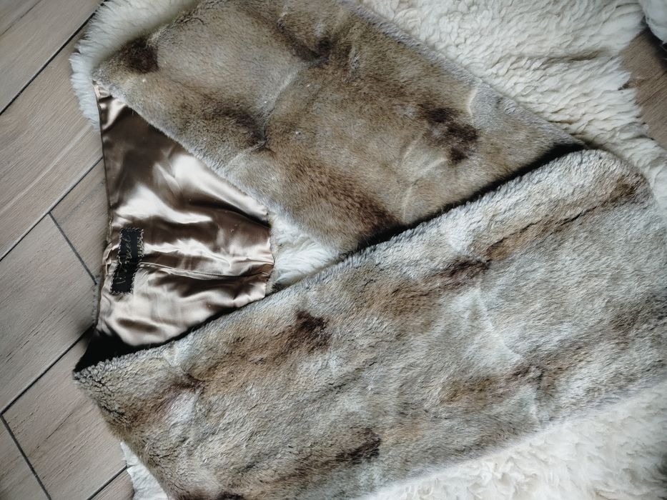Szal etola z naturalnego futra elegancki długi ciepły piękny