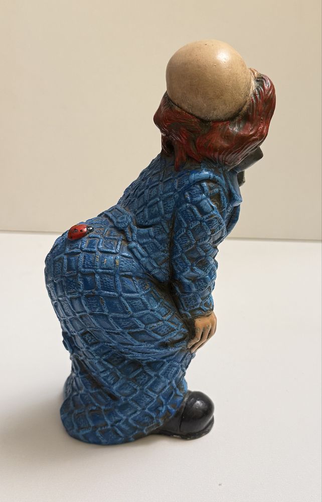 Stara figurka ceramiczna kolekcjonerska klaun z biedronką clown Glide