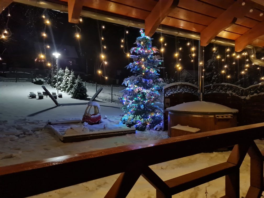 Domek Całoroczny Kaszuby balia jacuzzi weekend wakacje nad jeziorem