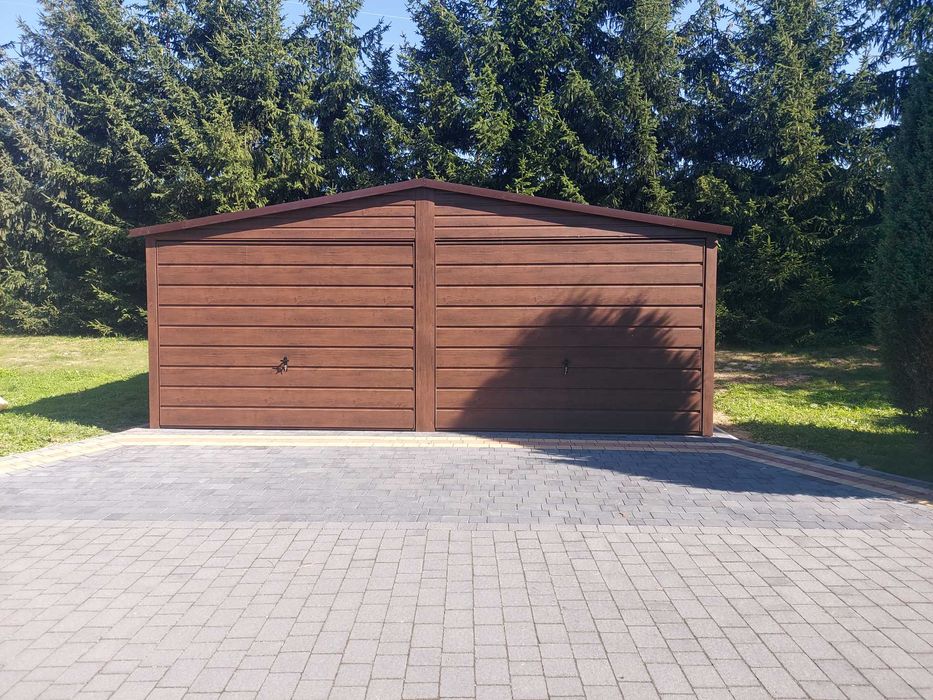 6x5 Garaż Blaszany Blaszak Blaszaki Orzech mat profil ocynk