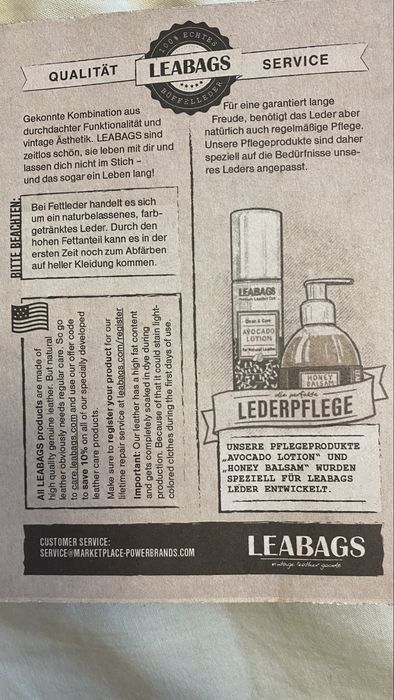 Torba z prawdziwej skóry firmy LEABAGS