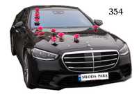 Dekoracja na samochód ślubny w kolorze MALINOWYM 354 OZDOBY