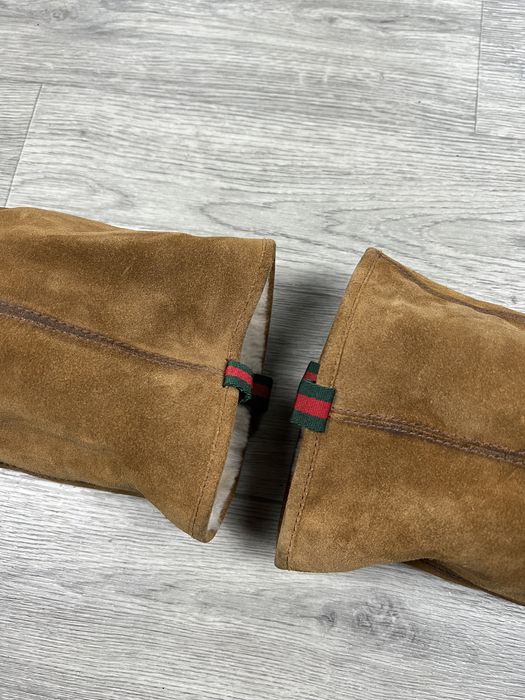 Зимние высокие ботинки с мехом внутри Gucci made in Italy