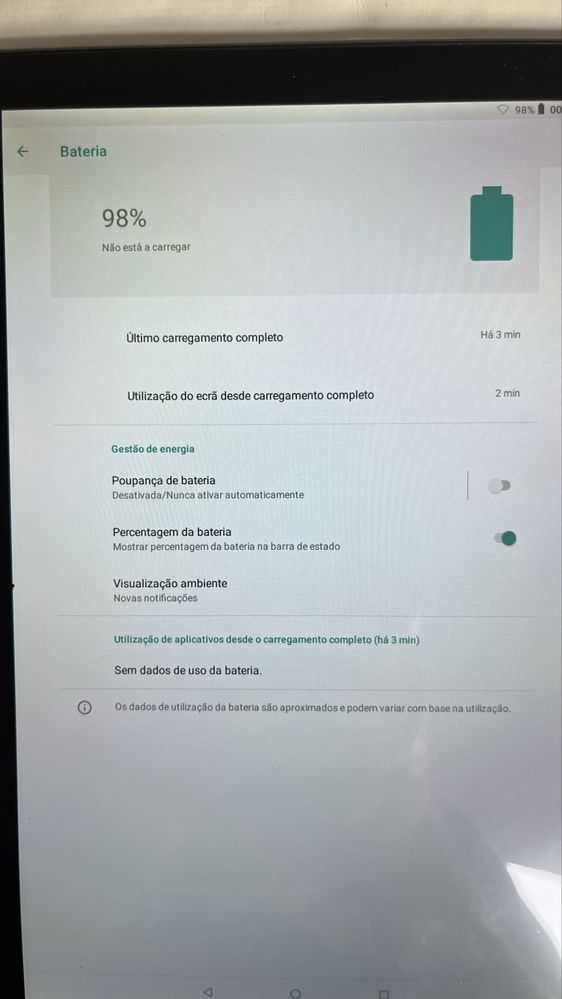 Tablet Lenovo 10" Android 8.1, 16GB, com carregador