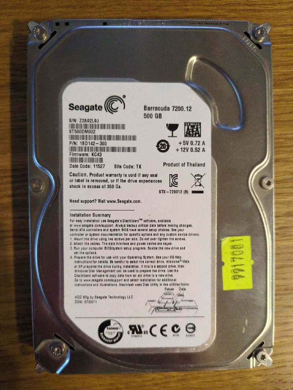 Dysk HDD 500GB SATA 3.5'' Seagate ST500DM002 Barracuda 7200.12