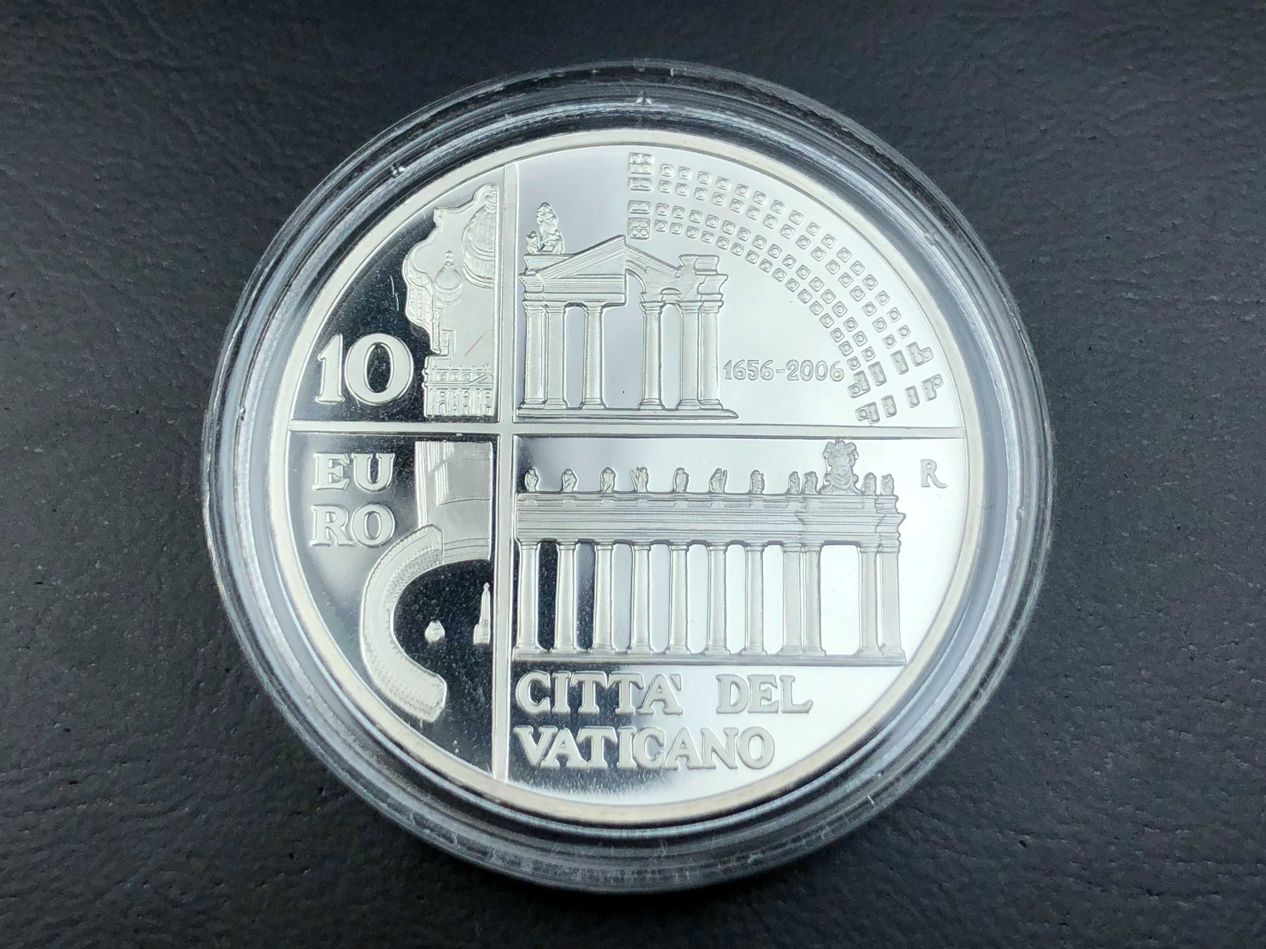 Vaticano Prata Proof 10 Euros 2006 com estojo -  Colonato de São Pedro