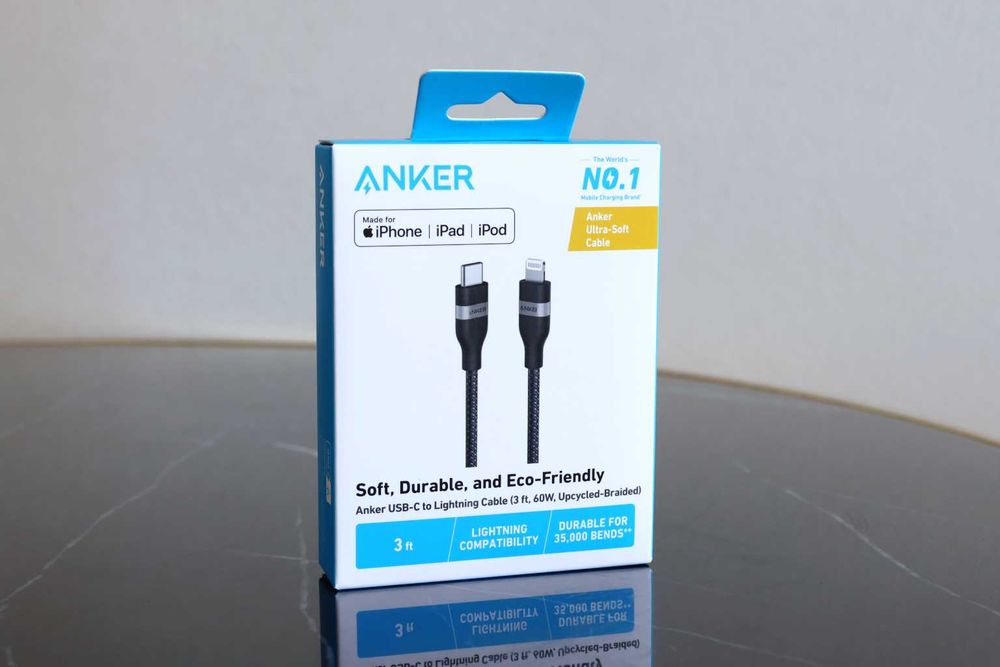 Новий кабель Anker Nano USB-C to Lightning 0.9м, 60W, нейлон, оригінал