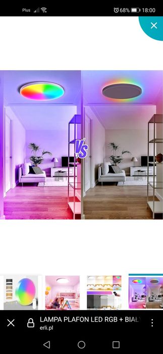 Lampa sufitowa LED RGB + biała - sterowanie smart, pilota 30 cm